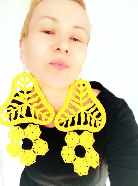 Giant yellow earrings Ultra large dangle yellow earrings Huge earrings