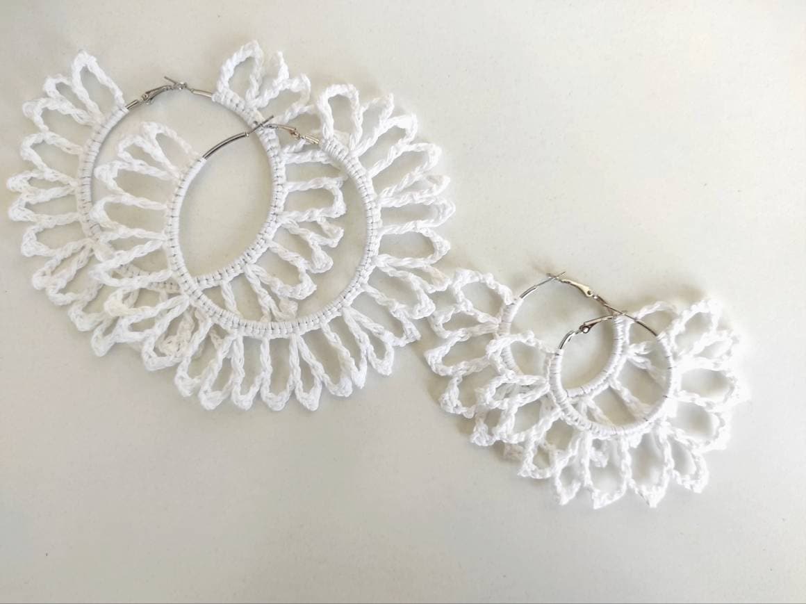 White large earrings African statement oversized hoop earrings Extra large Boho hoop earrings for woman