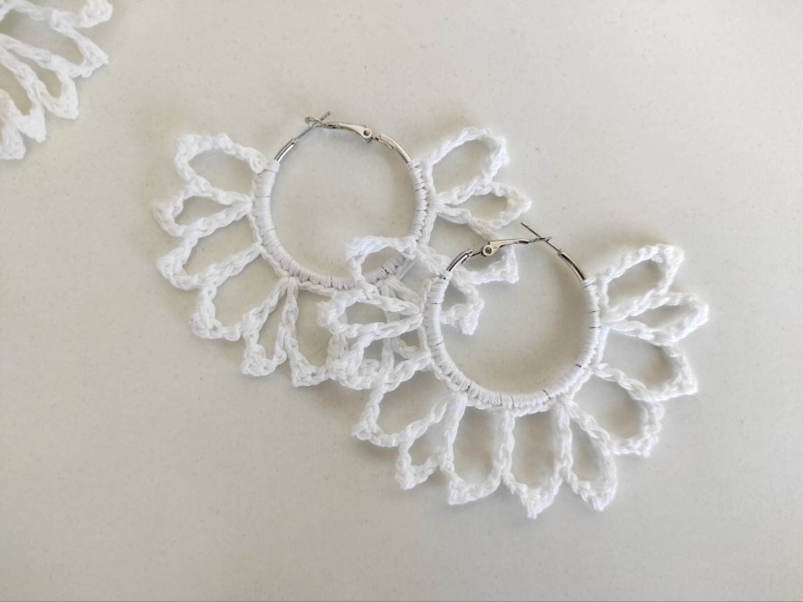 White large earrings African statement oversized hoop earrings Extra large Boho hoop earrings for woman