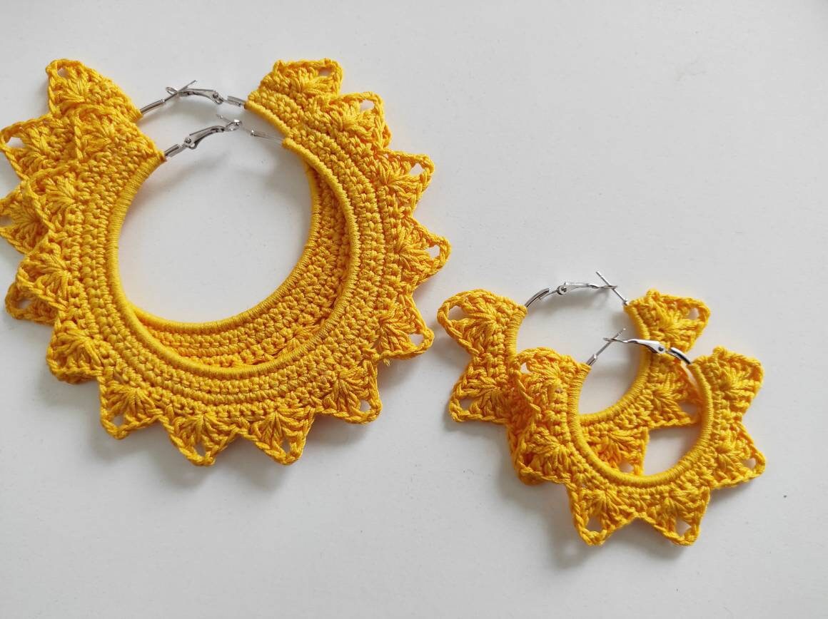 Yellow extra large hoops Earrings Large bohemian earrings Statement African hoop earrings for woman