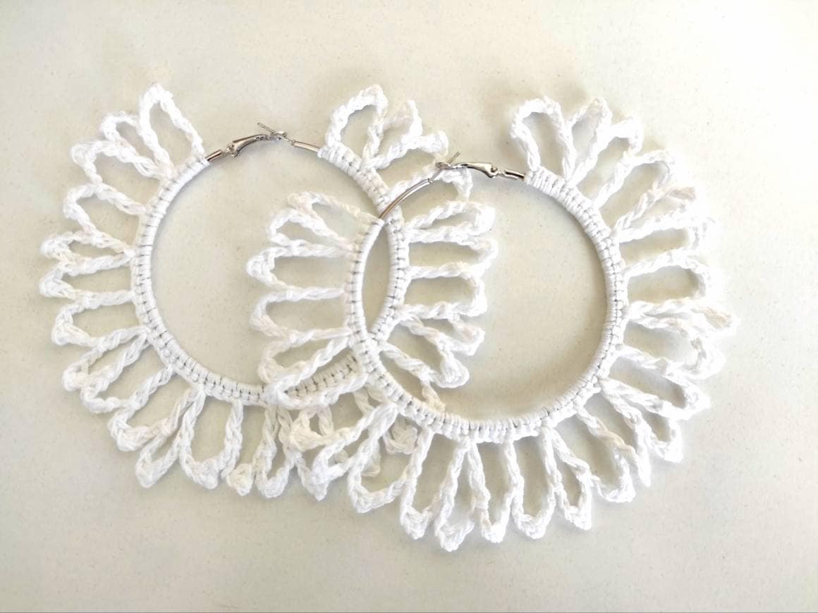 White large earrings African statement oversized hoop earrings Extra large Boho hoop earrings for woman