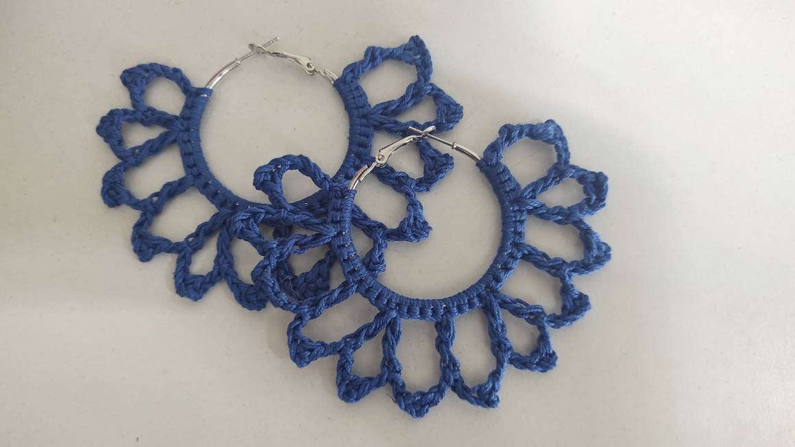 Royal Blue large earrings African statement oversized hoop earrings Extra large Boho hoop earrings