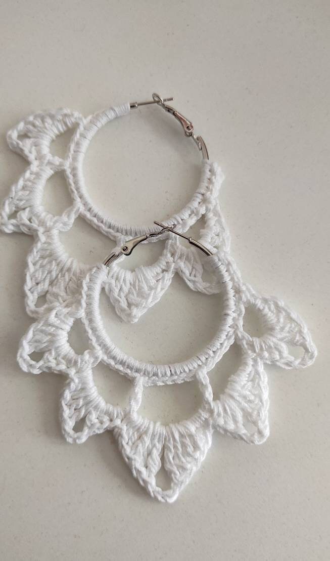 White earrings African Earrings Statement Earrings Oversized hoop earrings Large hoop earrings Boho earrings Big hoops