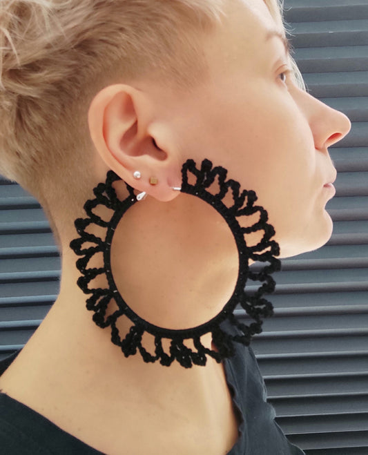 Black huge earrings African statement oversized hoop earrings Extra large Boho hoop earrings for woman