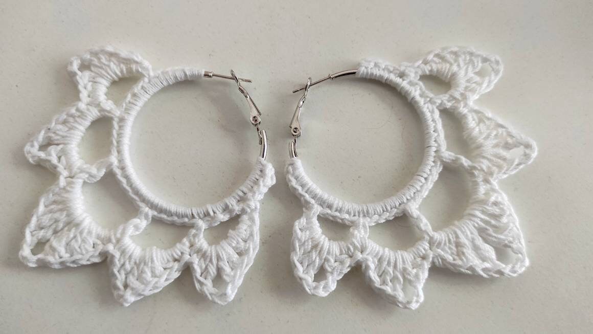 White earrings African Earrings Statement Earrings Oversized hoop earrings Large hoop earrings Boho earrings Big hoops