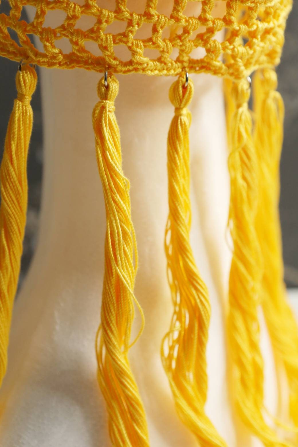 Yellow headdress with tassels for woman Yellow fake hair for shoulders