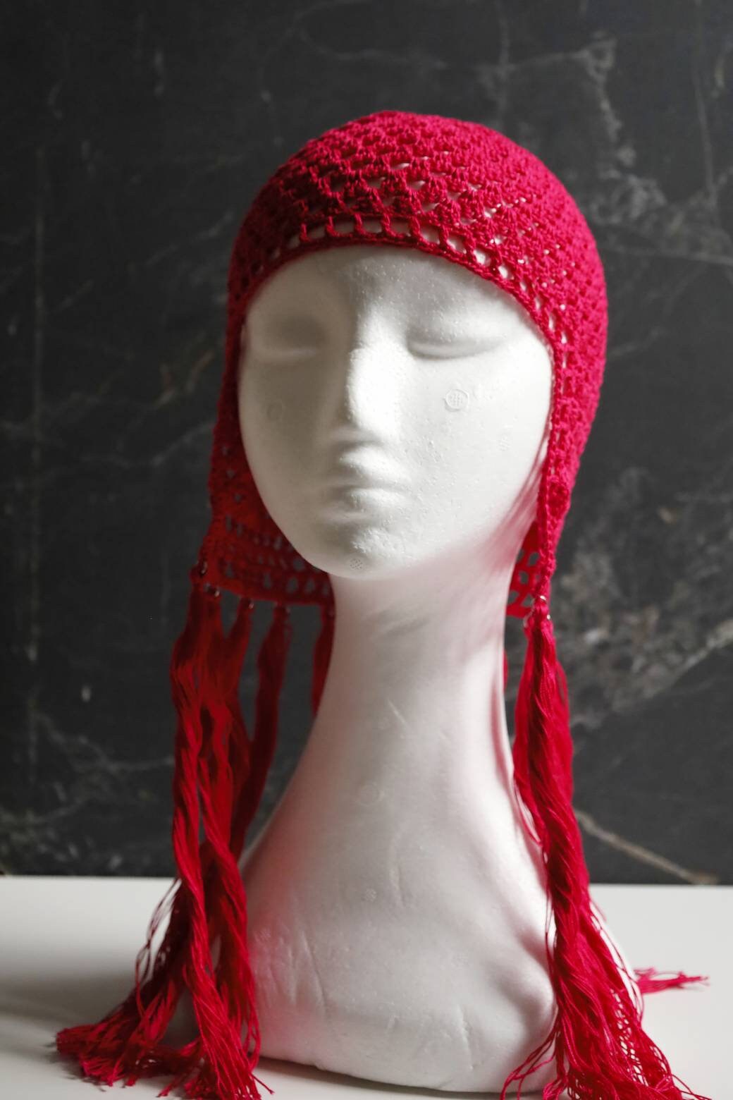 Fuchsia pink headdress Pink helmet with tassels Pink fake hair for woman