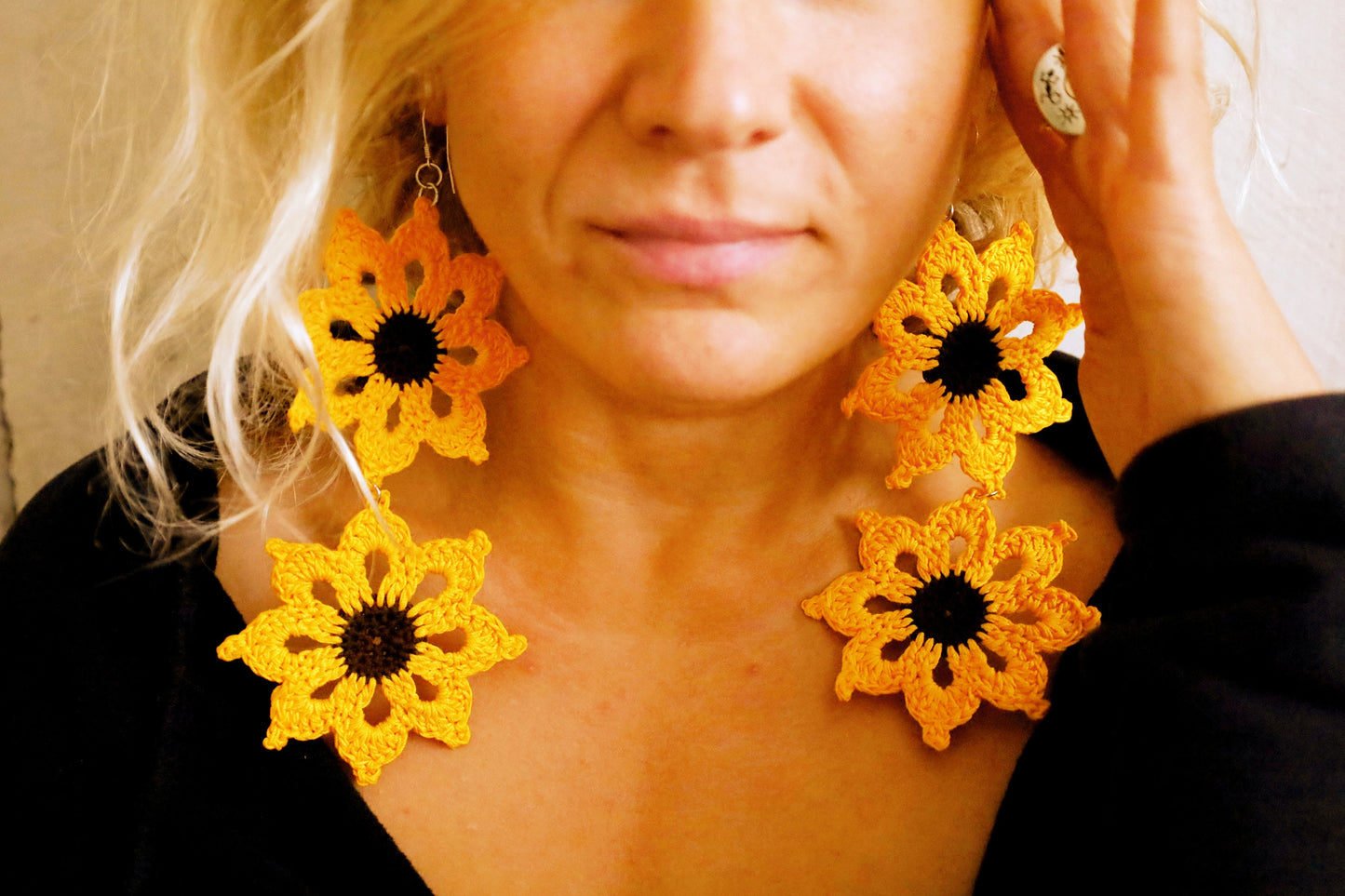 Sunflower earrings Large sunflower earrings