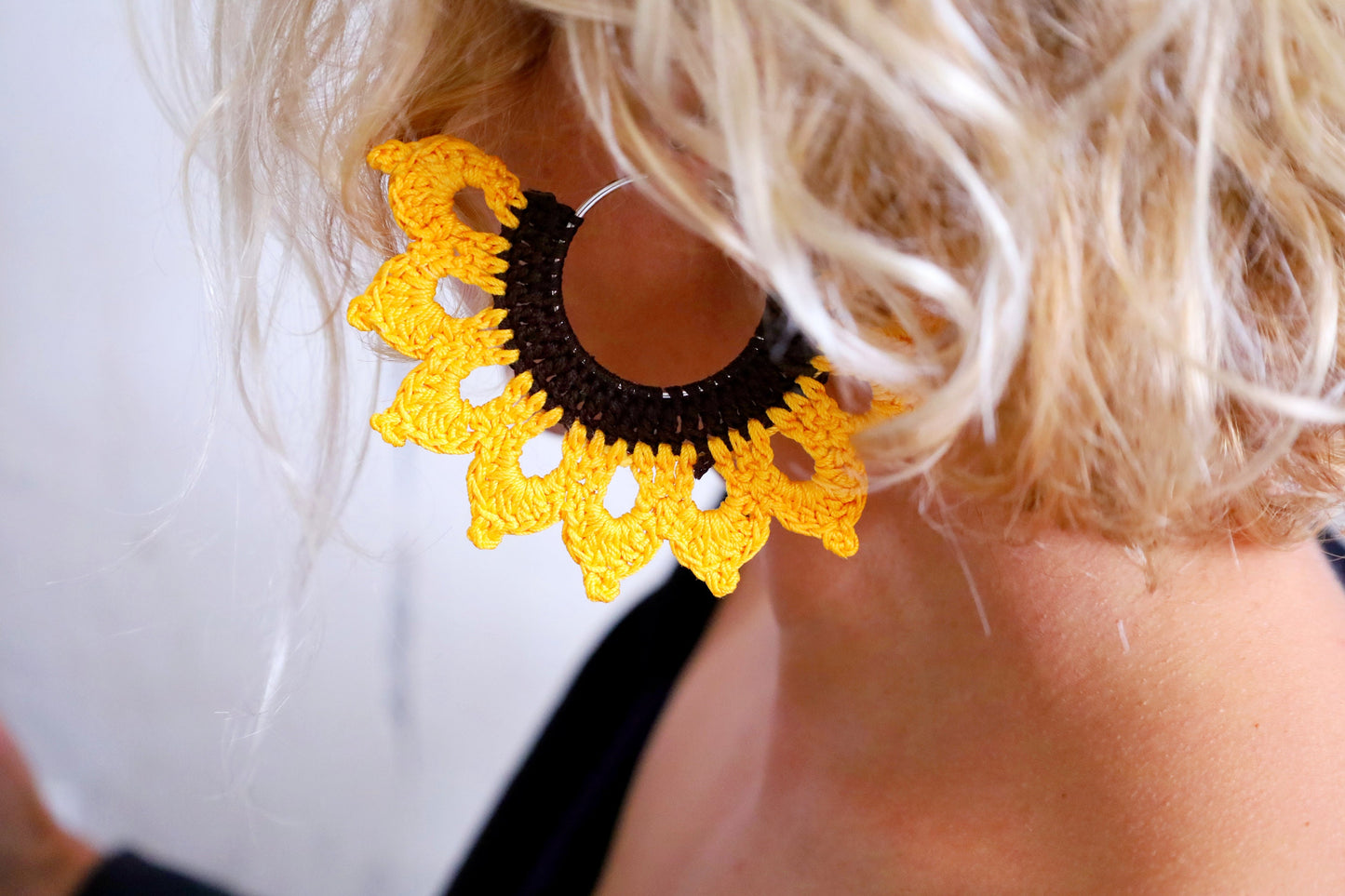 Sunflower earrings Sunflower loop earrings large