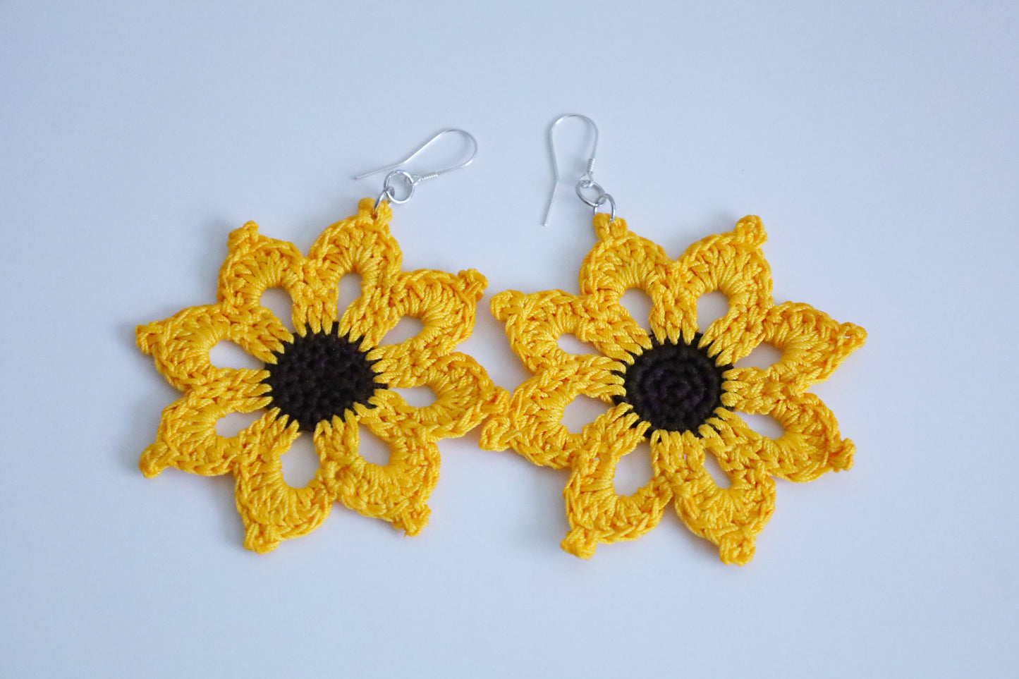 Large sunflower dangle earrings