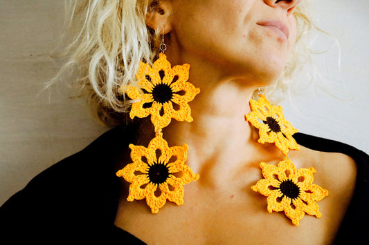 Sunflower earrings Large sunflower earrings