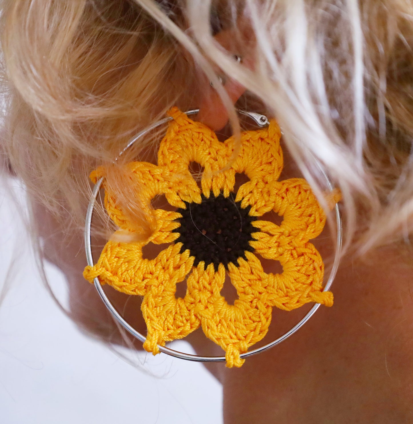 Sunflowers hoop earrings Large sunflower earrings