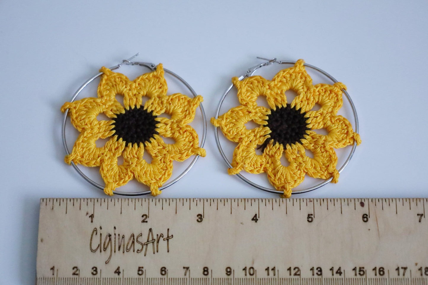 Sunflowers hoop earrings Large sunflower earrings