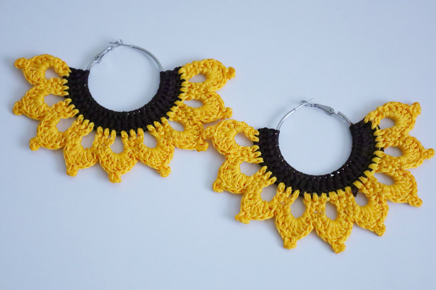 Sunflower earrings Sunflower loop earrings large